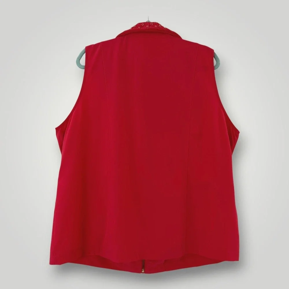 Zenergy Chico's 2 Piece Set Womens XL Red Studded Vest Capri Travel